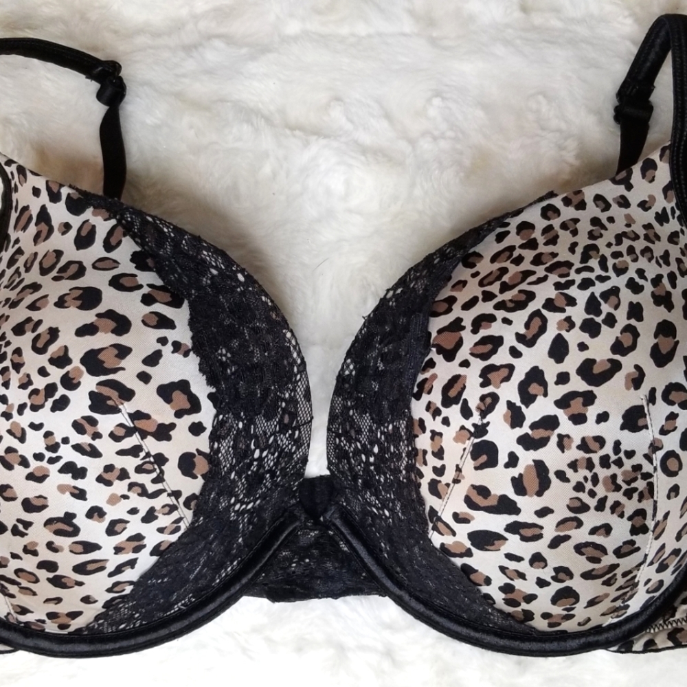 Leopard Cheetah Amimal Print Cacique Lace Bra 38DDD